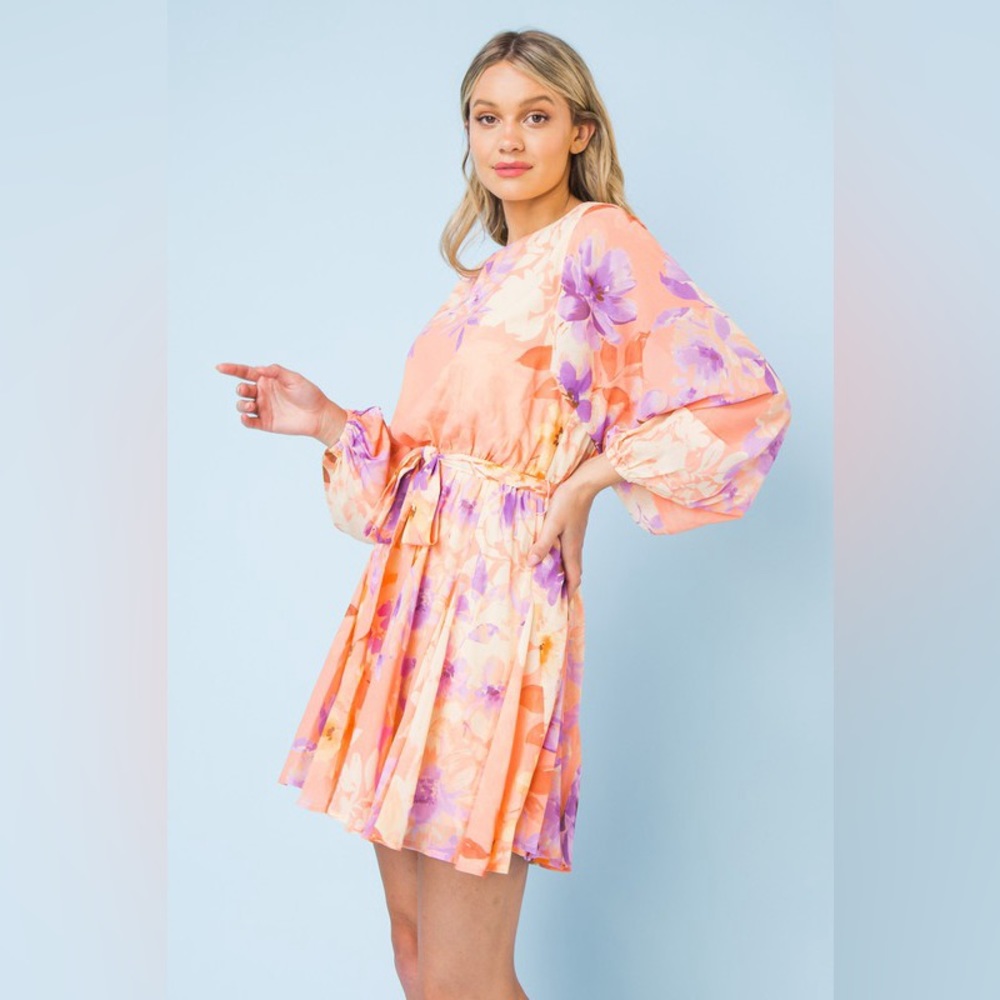 Flying Tomato Floral Peach Dress - Picture 1 of 5